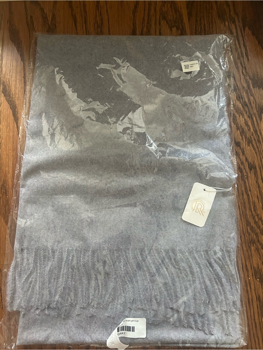 Soft Gray fuzzy fringed scarf